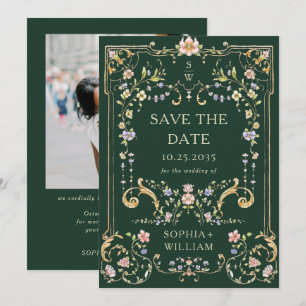 Victorian Ornate Grace Floral Frame Wedding Photo Save The Date
