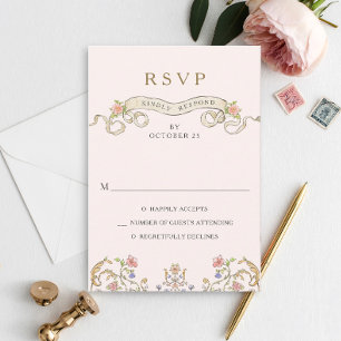 Victorian Ornate Grace Floral Frame Wedding RSVP Card