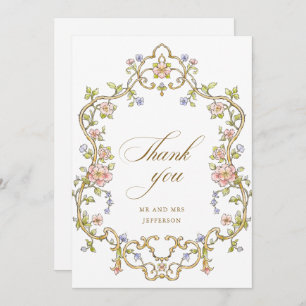 Victorian Ornate Grace Floral Frame Wedding Thank You Card