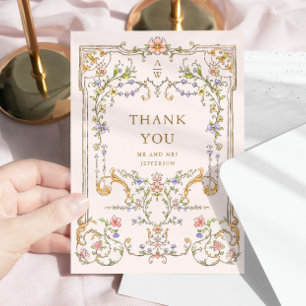 Victorian Ornate Grace Floral Frame Wedding Thank You Card