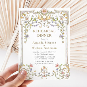 Victorian Ornate Grace Floral Rehearsal Dinner Invitation
