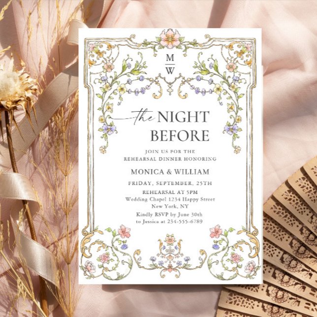 Victorian Ornate Grace Floral Rehearsal Dinner Invitation (Creator Uploaded)