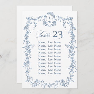 Victorian Ornate Grace Floral Seating Chart Card