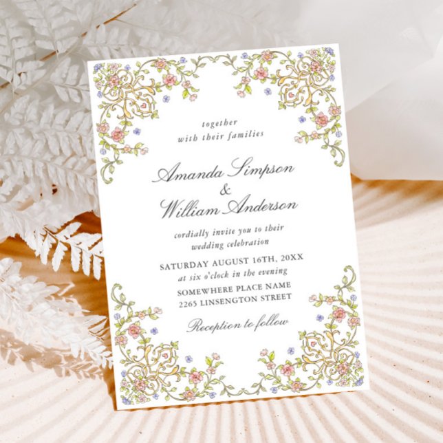 Victorian Ornate Grace Pastel Floral Wedding Invitation (Creator Uploaded)