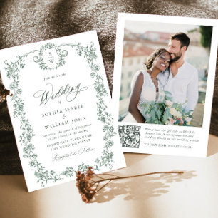 Victorian Ornate Grace Photo QR code Wedding Invitation