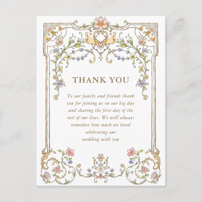 Victorian Ornate Grace QR code Photo Thank You Postcard (Front)