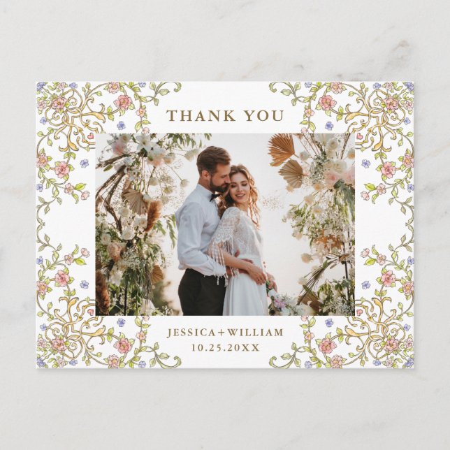 Victorian Ornate Grace QR code Photo Thank You Postcard (Front)