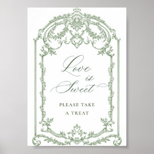 Victorian Ornate Grace Sage Green Love is Sweet P Poster