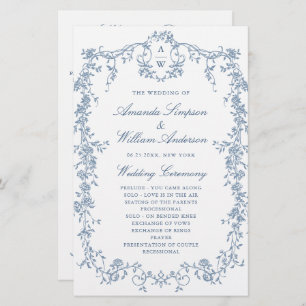 Victorian Ornate Grace Wedding Ceremony Program