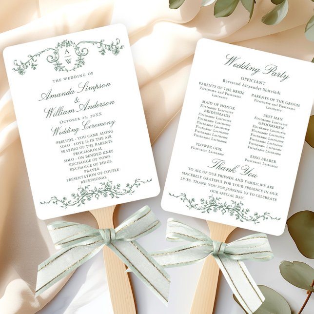 Victorian Ornate Grace Wedding Ceremony Program Hand Fan (Creator Uploaded)