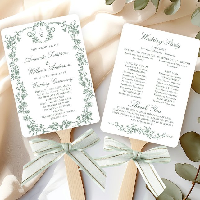 Victorian Ornate Grace Wedding Ceremony Program Hand Fan (Creator Uploaded)