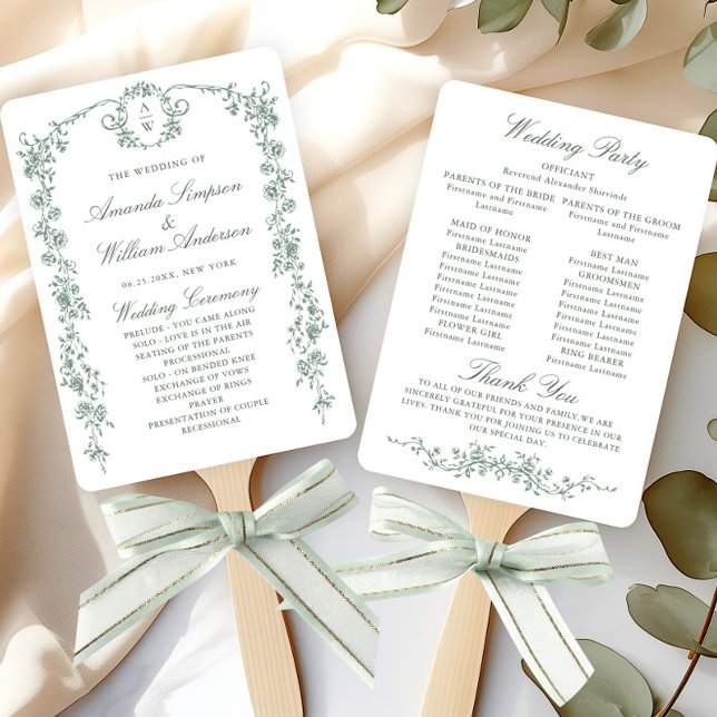 Victorian Ornate Grace Wedding Ceremony Program Hand Fan (Creator Uploaded)