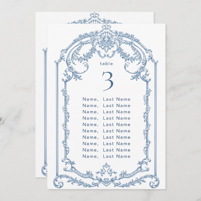 Victorian Ornate Grace Wedding Seating Chart Card (Front/Back)