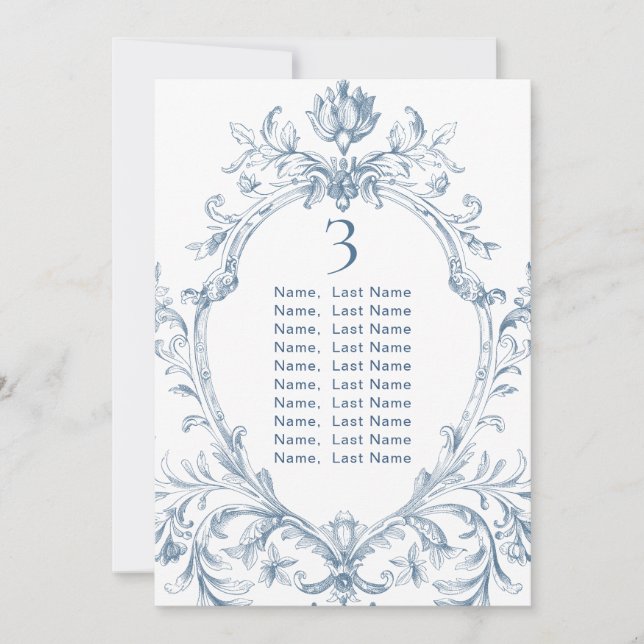 Victorian Ornate Grace Wedding Seating Chart Card (Front)