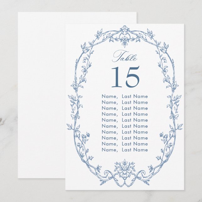 Victorian Ornate Grace Wedding Seating Chart Card (Front/Back)
