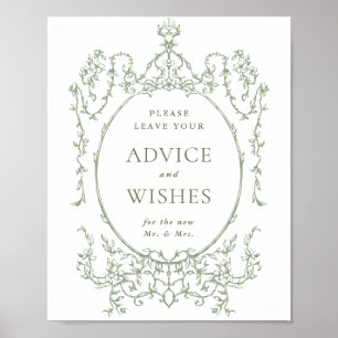 Victorian Ornate Sage Green Advice & Wishes Poster