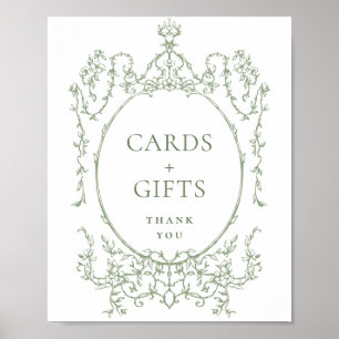 Victorian Ornate sage Green Floral Cards and Gifts Poster