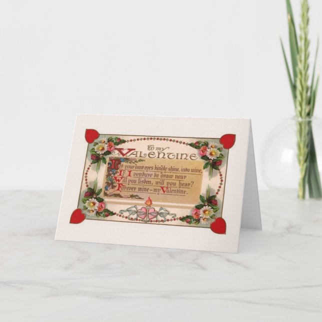 Victorian Ornate Valentine Poem Greeting Card (Front)