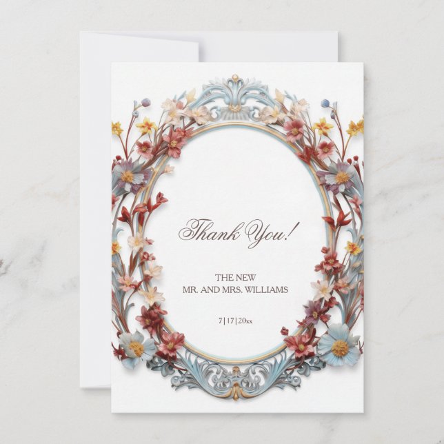Victorian Oval Frame Thank You Card (Front)