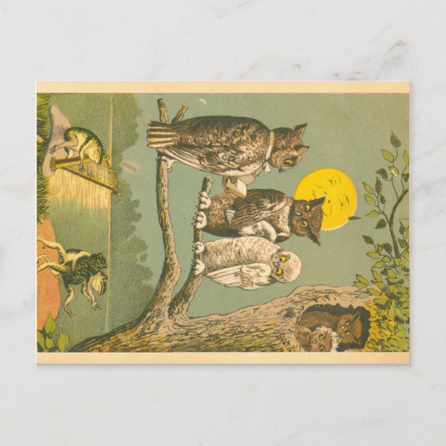 Victorian Owl Wedding Postcard (Front)