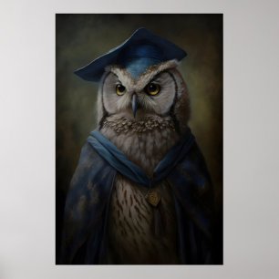 Victorian Owl Wizard Art Print Scholar Owl Vintage