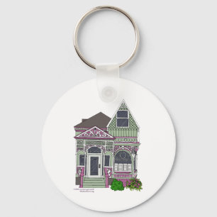 Victorian Painted Lady - Green/Pink Key Ring