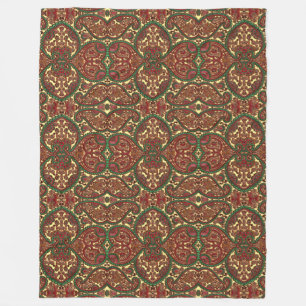 Victorian paisley pattern elegant red green gold fleece blanket