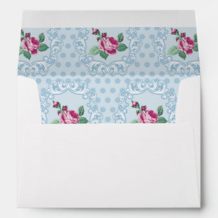 Victorian,pale blue,polka dot,pink roses,pattern, envelopes