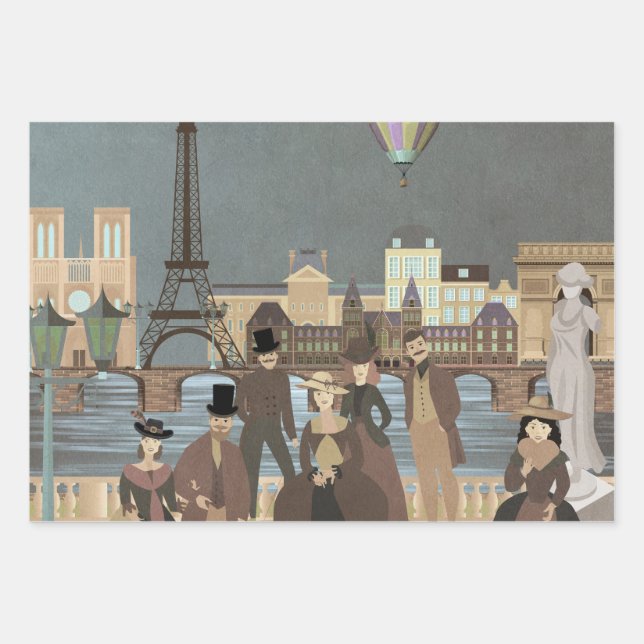 Victorian Paris Wrapping Paper Sheet (Front)