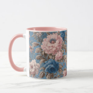 Victorian Pastel Blue And Pink Blossoms Mug