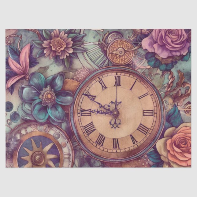 Victorian Pastel Steampunk Pattern  Tissue Paper (Front)
