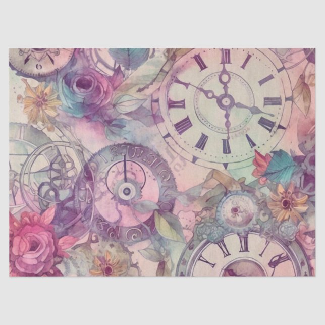 Victorian Pastel Steampunk Pattern  Tissue Paper (Front)