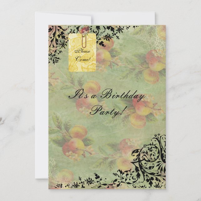 Victorian Peach birthday invitation (Front)