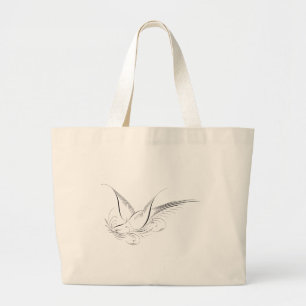 Victorian Penwork Calligraphic Dove Large Tote Bag