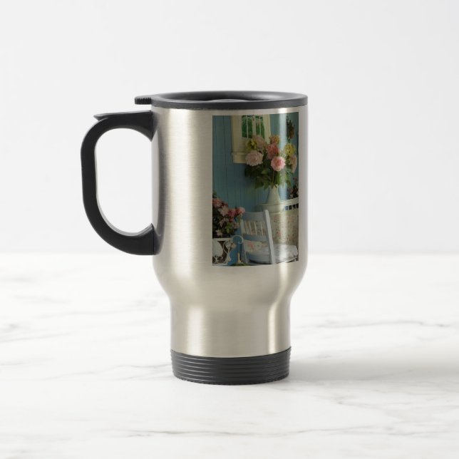 Victorian Peonies - Martha's Vineyard Travel Mug (Left)