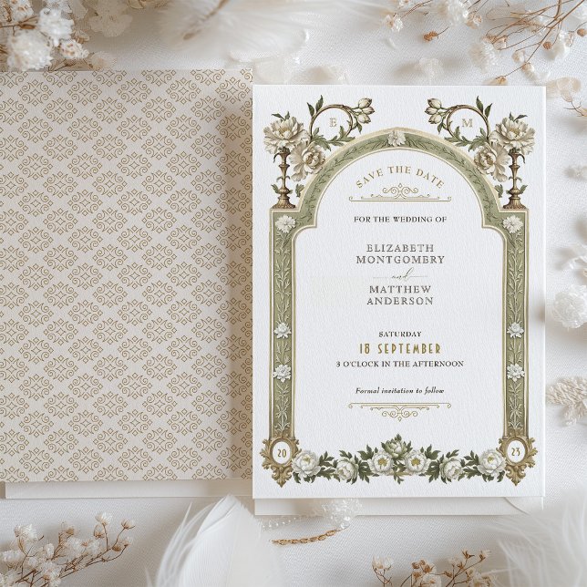 Victorian Peony Elegance Save-the-Date Invitation (Creator Uploaded)
