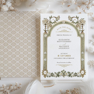 Victorian Peony Elegance Save-the-Date Invitation