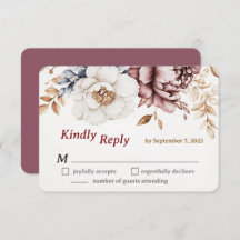 Victorian Peony Luxe Wedding RSVP Card