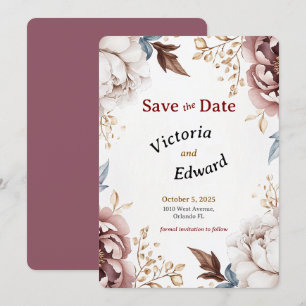 Victorian Peony Luxe Wedding Save the Date Card