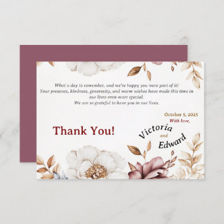 Victorian Peony Luxe Wedding Thank You Card