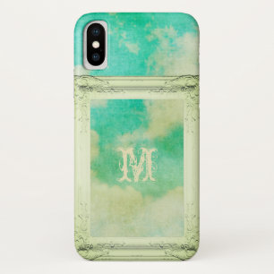 Victorian picture frame sky cloud teal cream  Case-Mate iPhone case