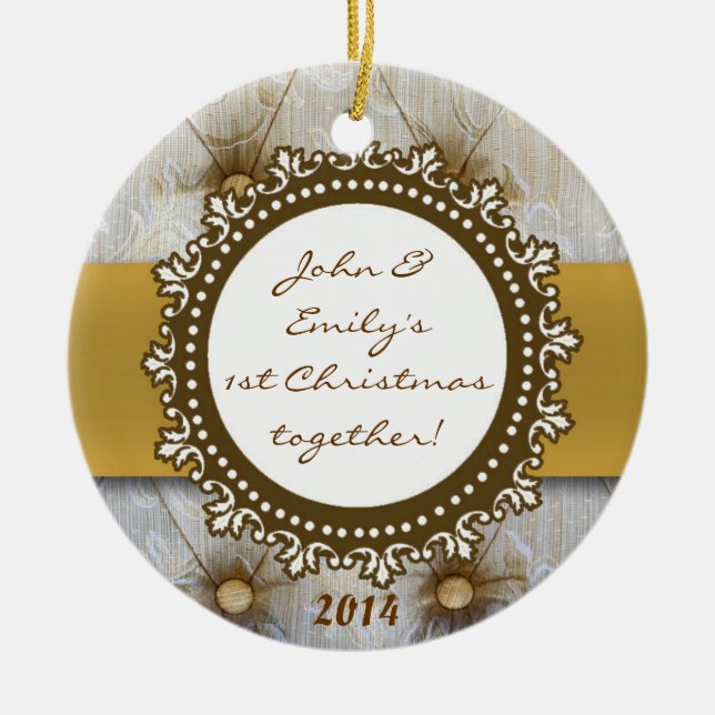 Victorian Pin Tuck Fabr Personalised Name Ornament (Front)