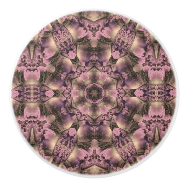 Victorian Pink Antique Ceramic Knob (Front)