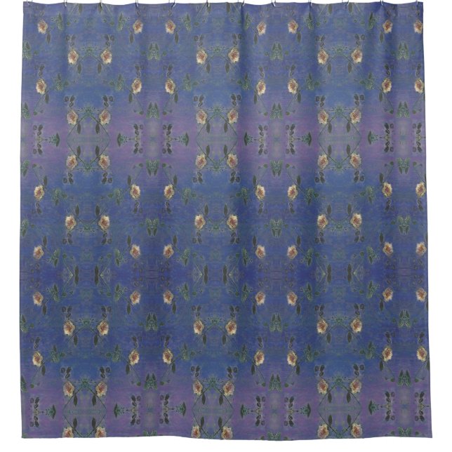 Victorian Pink & Blue Rose Shower Curtain (Front)