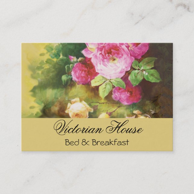 Victorian Pink Cabbage Roses Business Cards (Front)