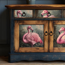 Victorian Pink Flamingo Vintage Roses Illustration