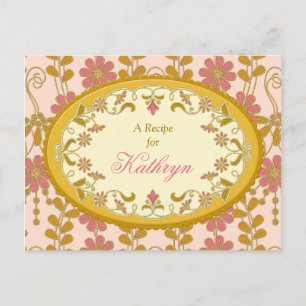 Victorian Pink Gold Recipe Card for the Bride