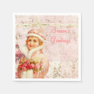 Victorian pink paper napkins