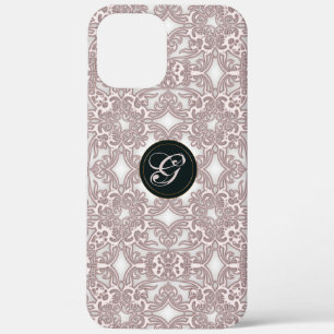Victorian pink pattern. Monogram. iPhone 12 Pro Max Case