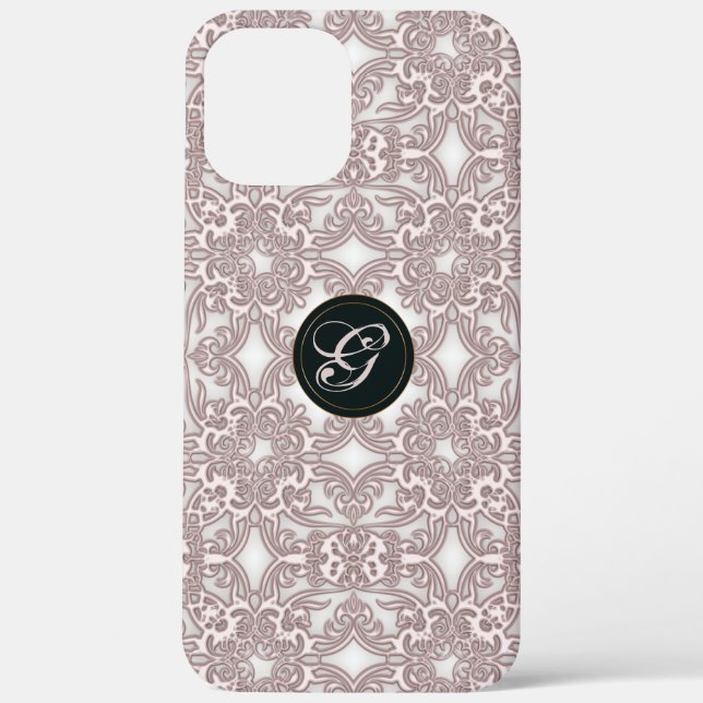 Victorian pink pattern. Monogram. Case-Mate iPhone Case (Back)